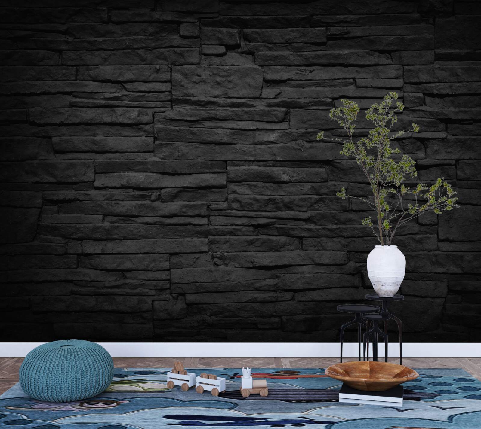 Fototapet perete din piatră neagră