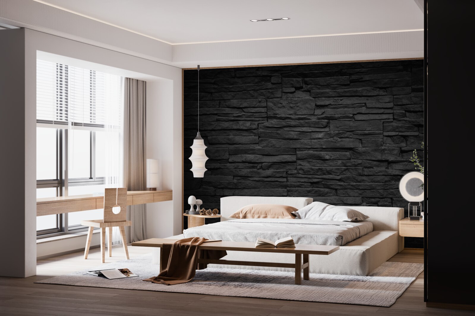 Fototapet perete din piatră neagră