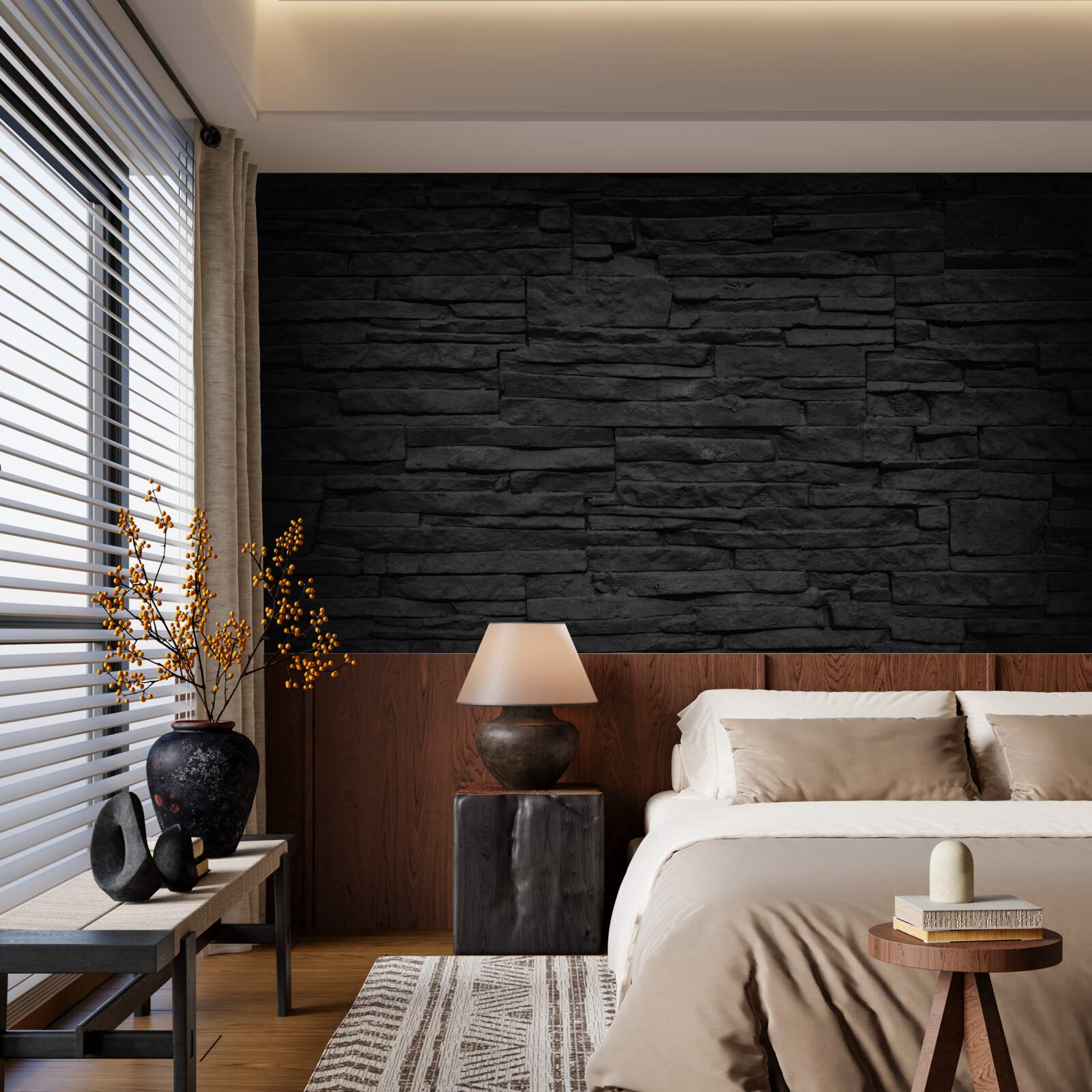 Fototapet perete din piatră neagră