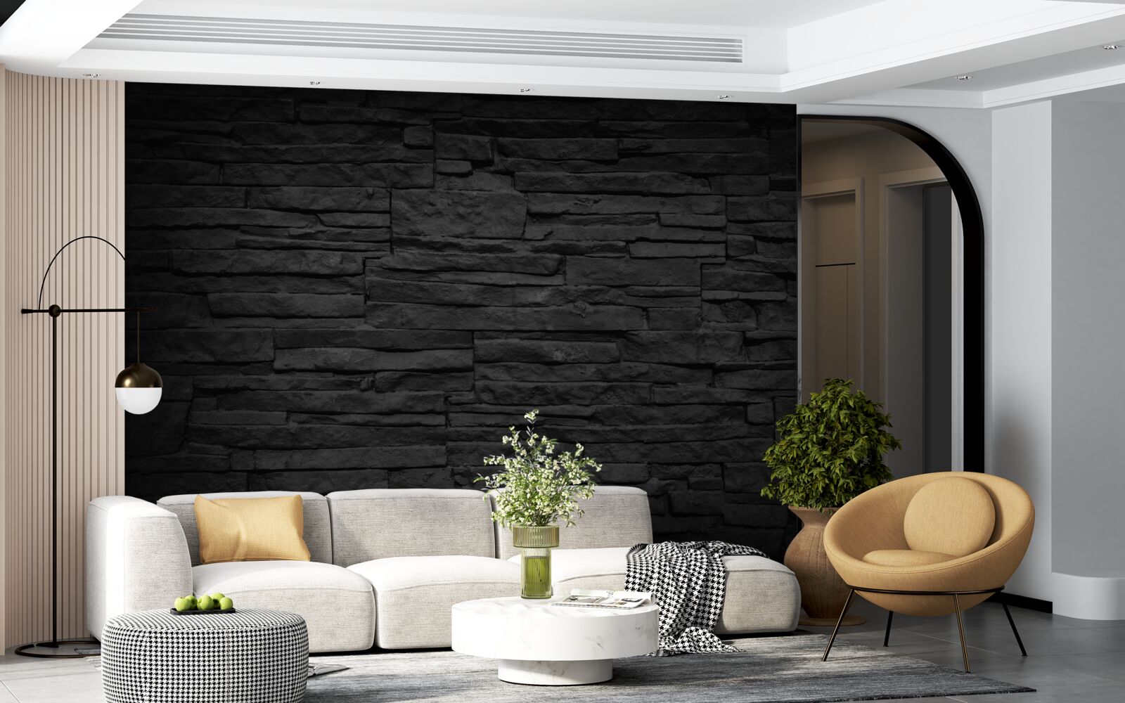Fototapet perete din piatră neagră