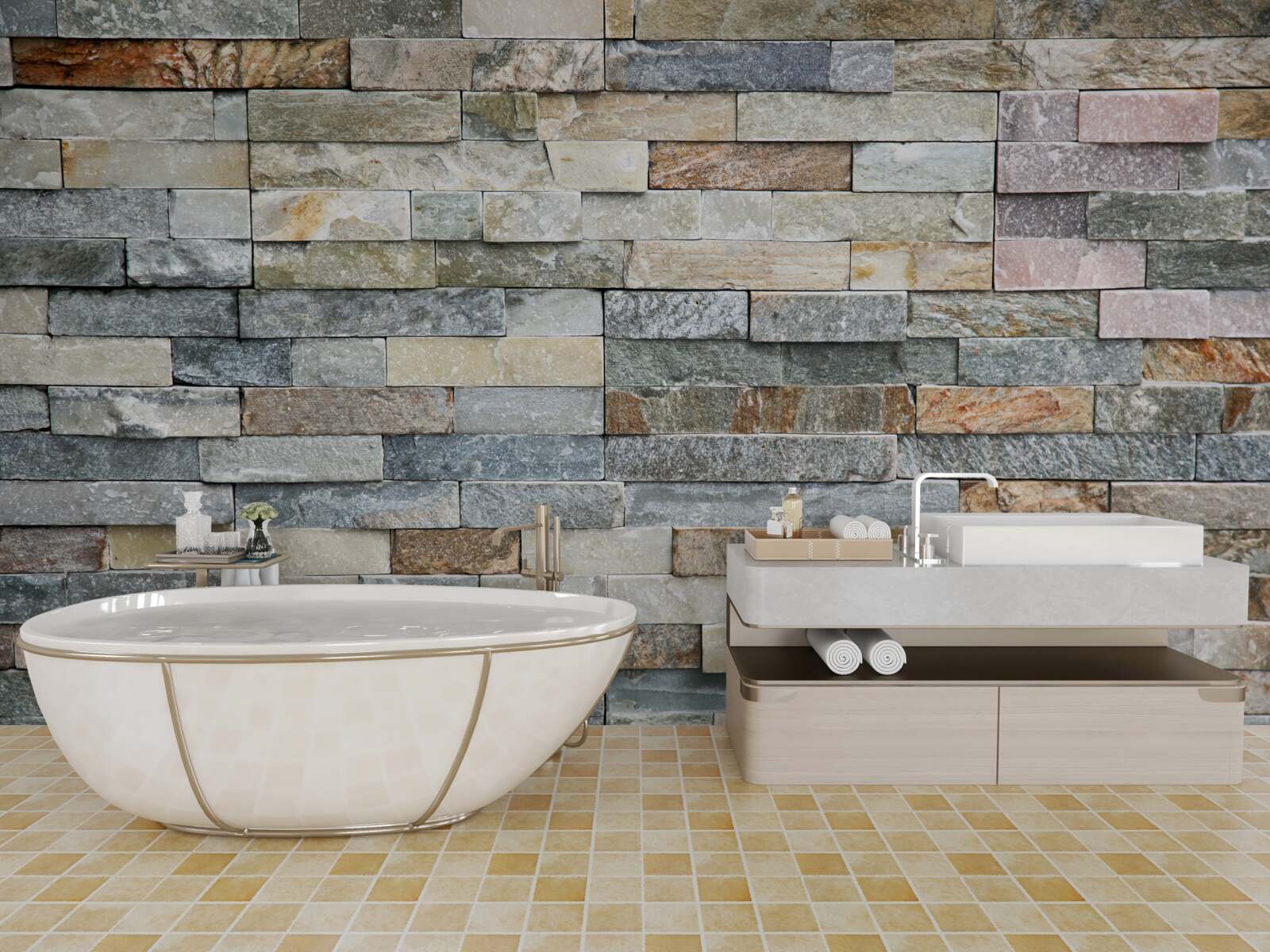 Fototapet piele de gâscă realizată din blocuri cu dungi multicolore