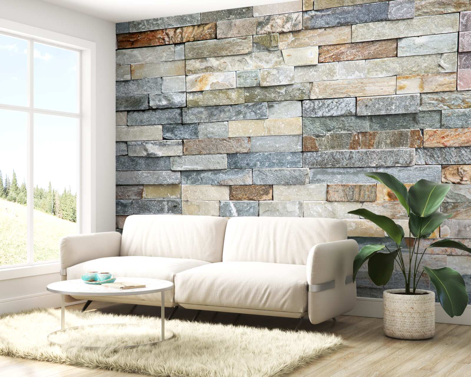 Fototapet piele de gâscă realizată din blocuri cu dungi multicolore