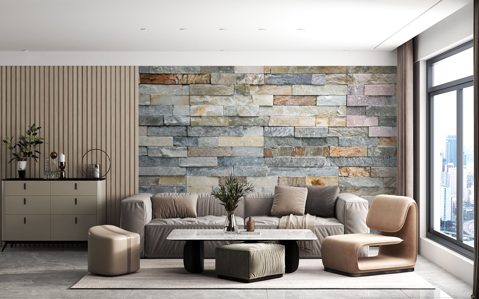 Fototapet piele de gâscă realizată din blocuri cu dungi multicolore