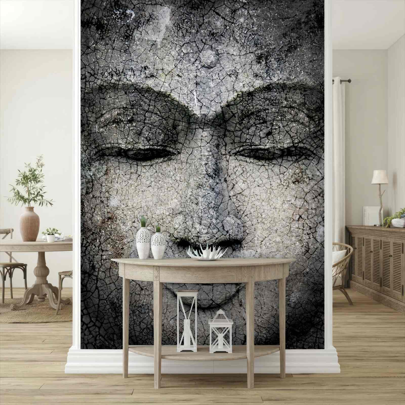 Fototapet să te uiți la o fată este ca o față de piatră