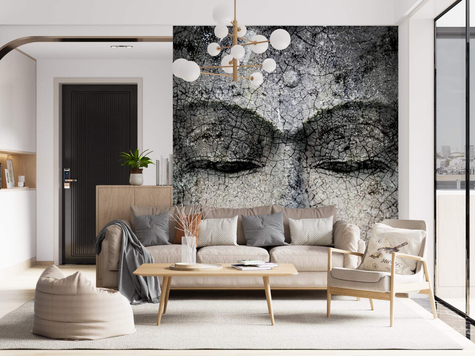 Fototapet să te uiți la o fată este ca o față de piatră