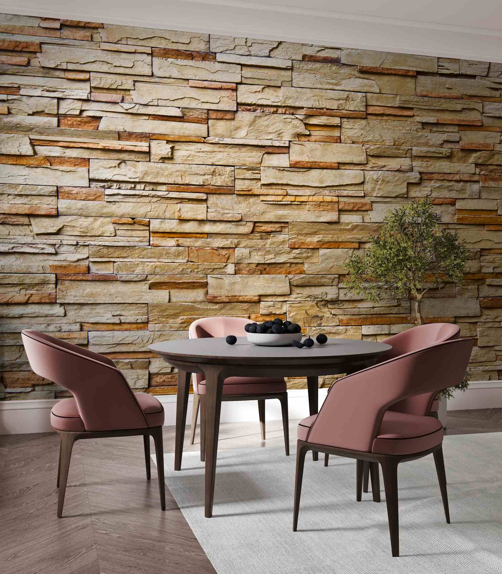 Fototapet perete de piatră maro