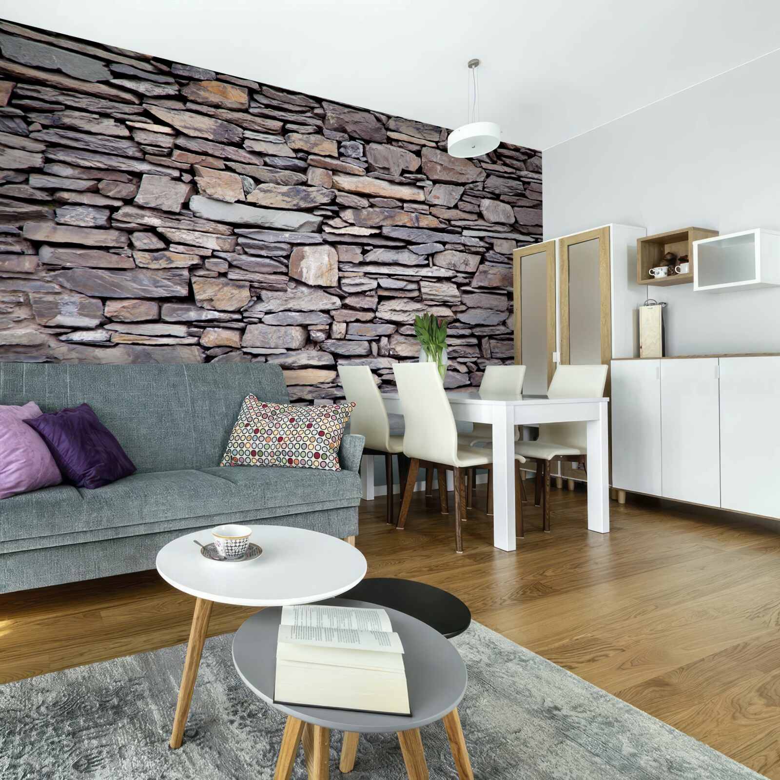 Fototapet zid de piatră gri