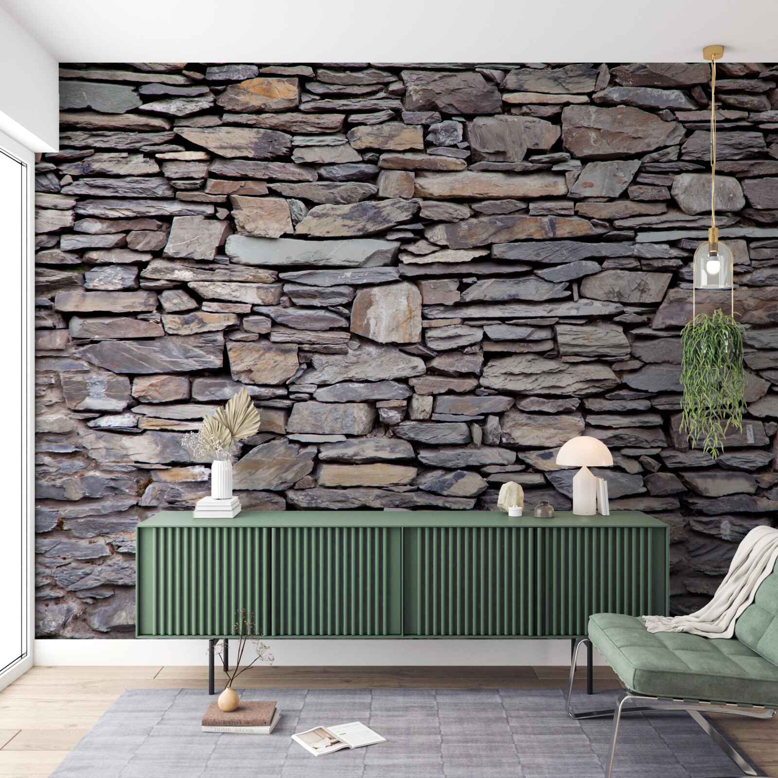 Fototapet zid de piatră gri