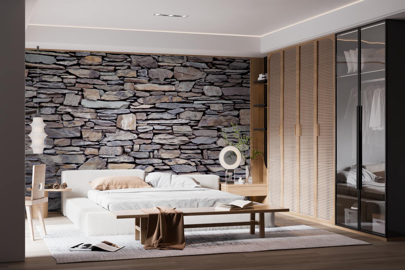 Fototapet zid de piatră gri