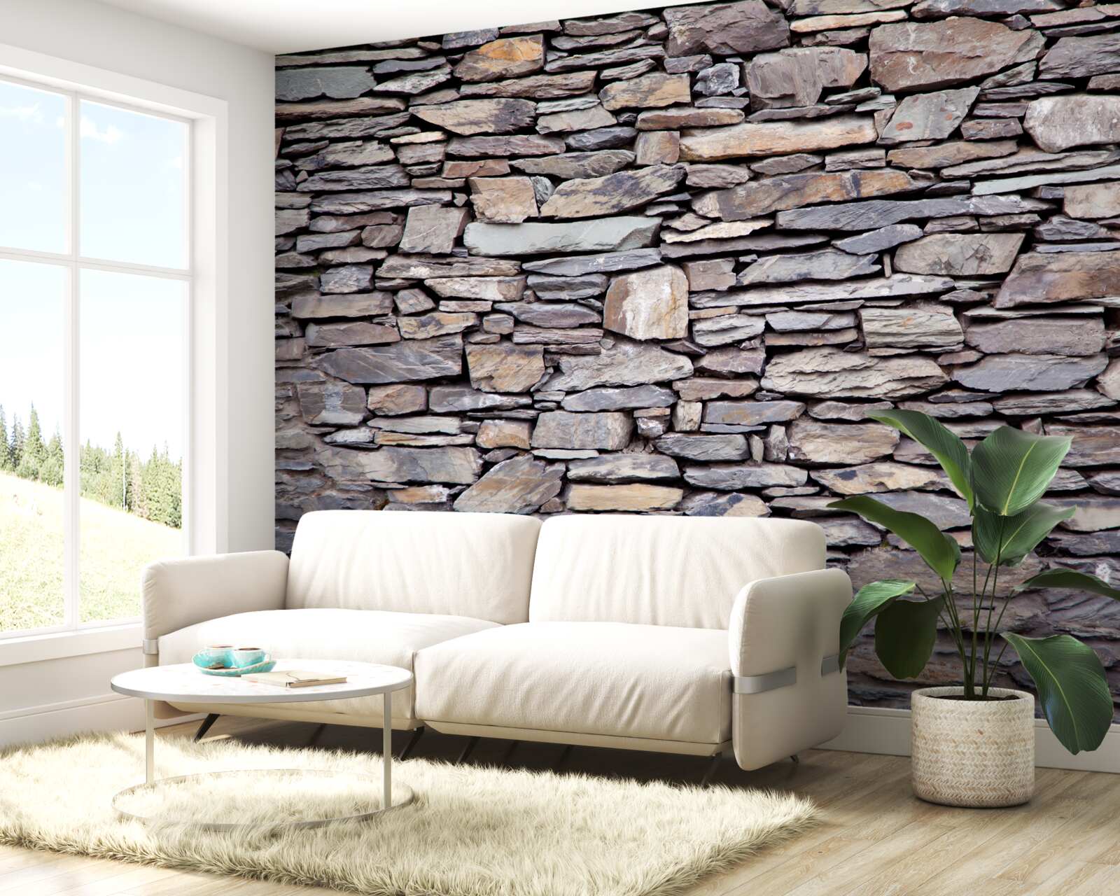 Fototapet zid de piatră gri