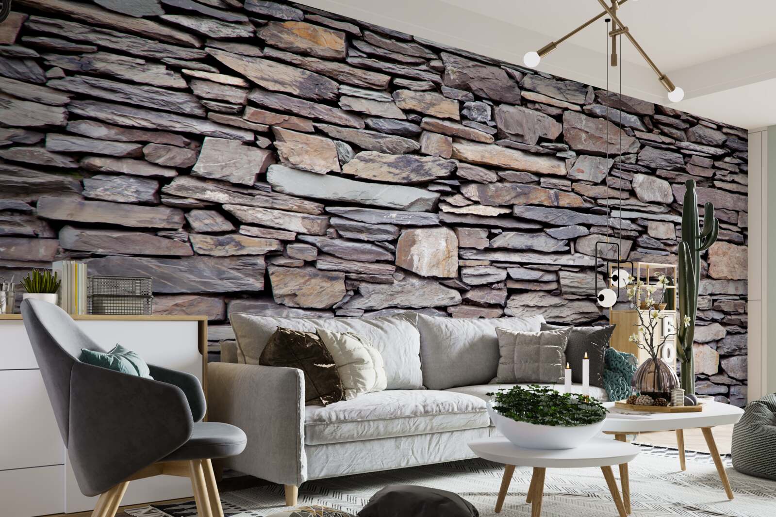 Fototapet zid de piatră gri