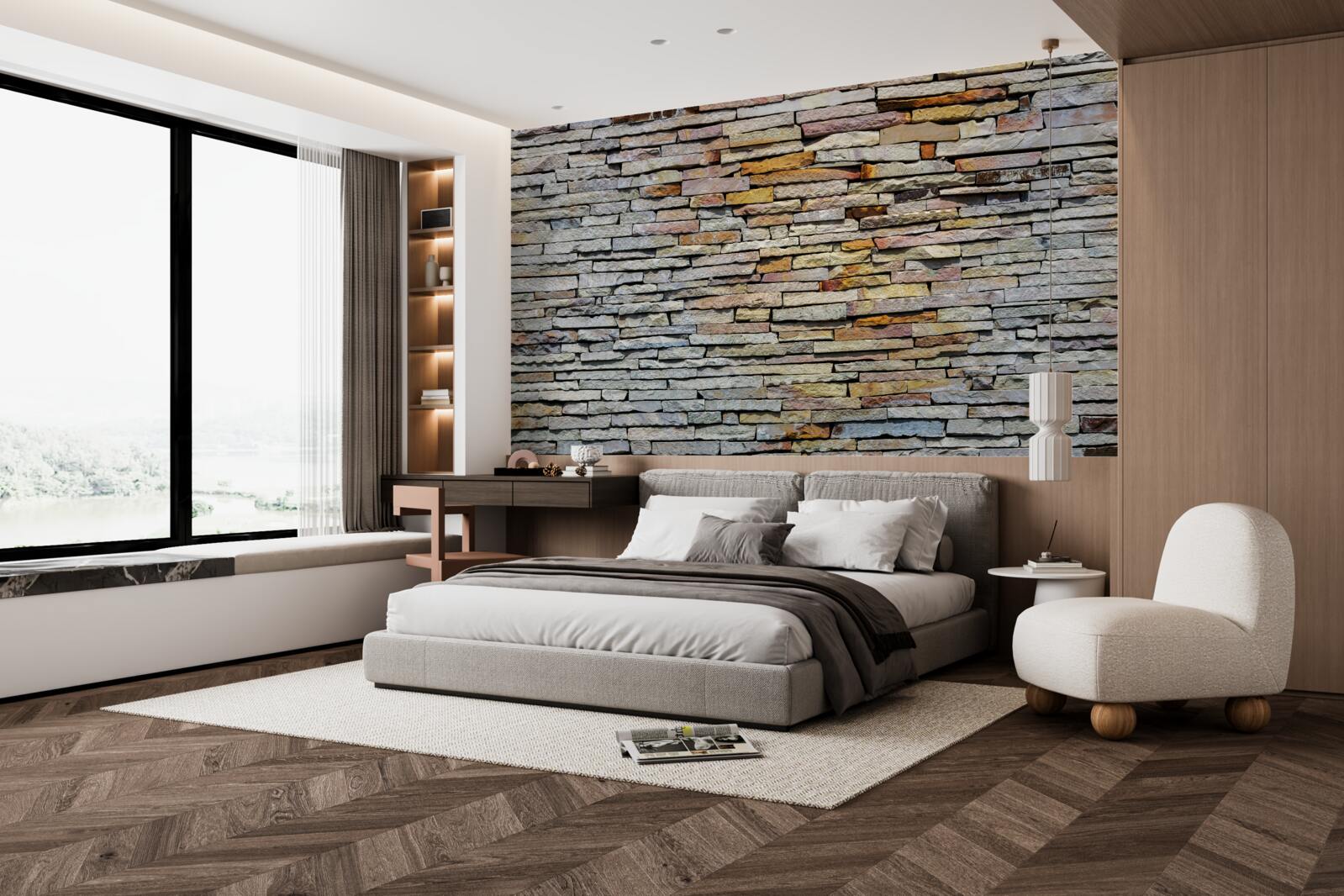 Fototapet Zid acoperit cu benzi de piatră