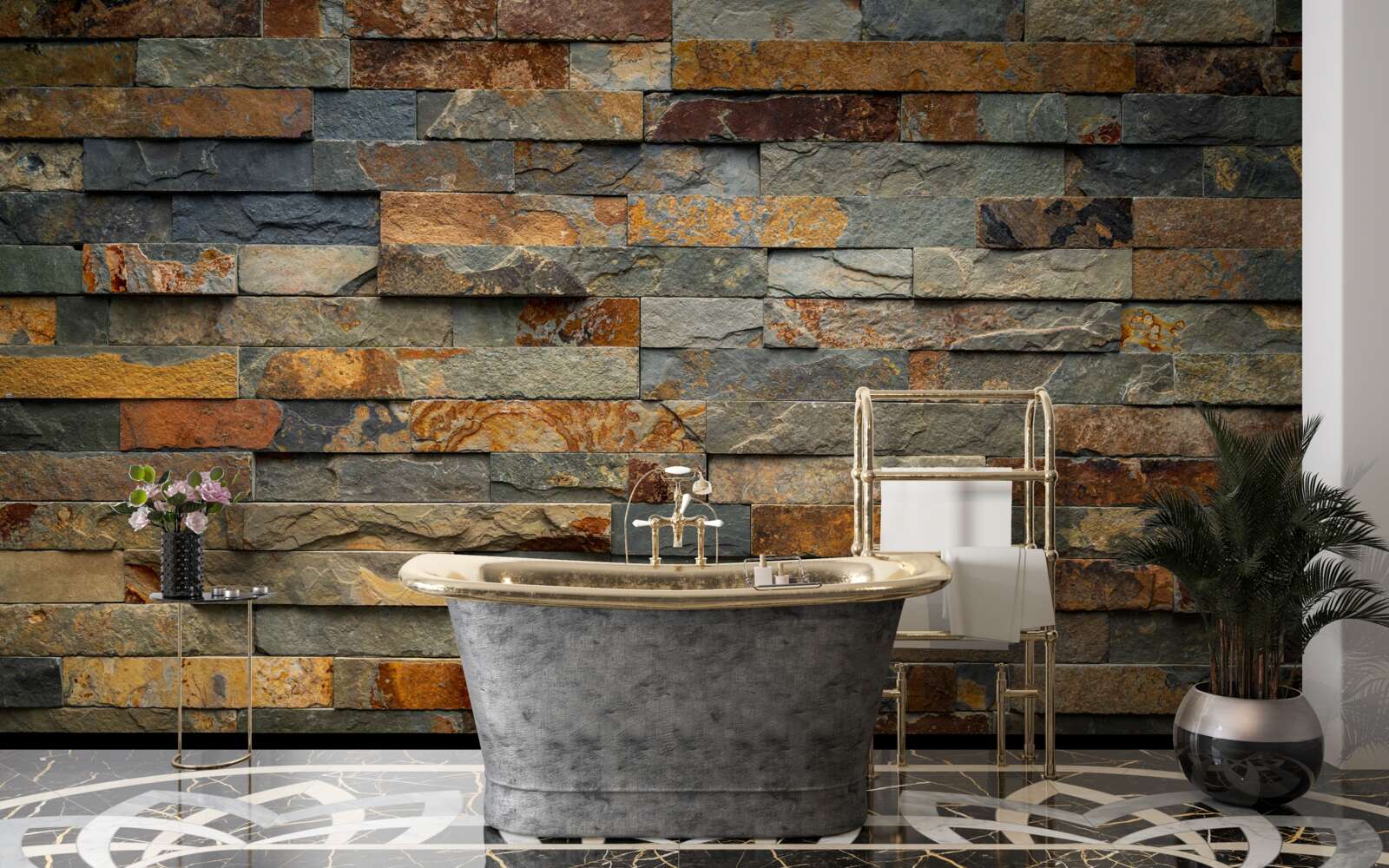 Fototapet perete de piatră multi-roșu