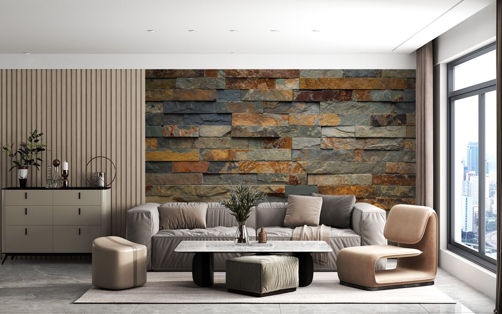 Fototapet perete de piatră multi-roșu