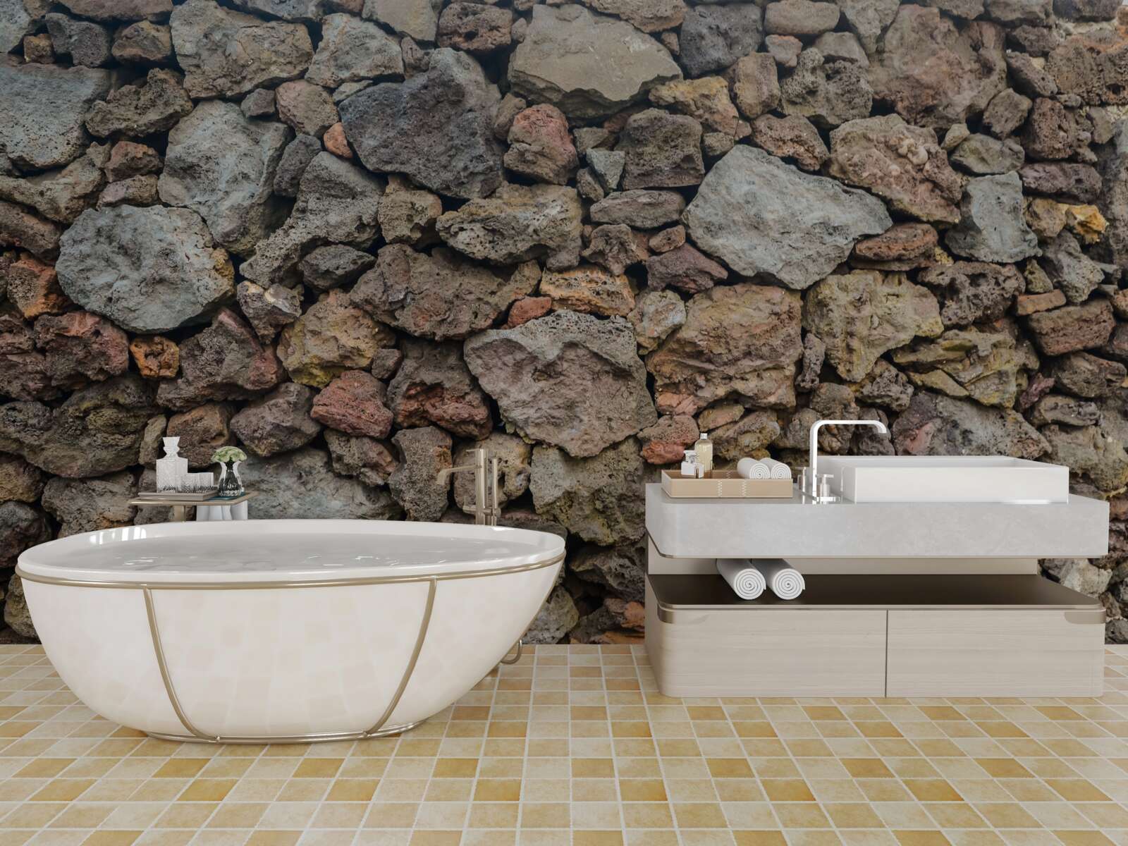 Fototapet Perete din piatră vulcanică