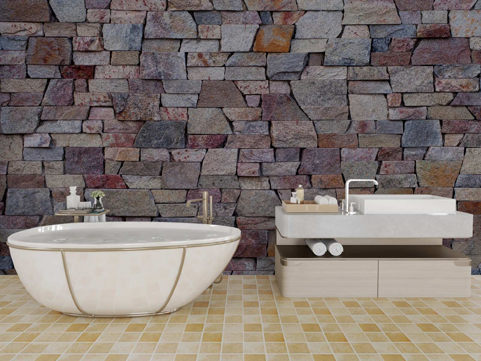 Fototapet construcția pereților de piatră în mediul rural