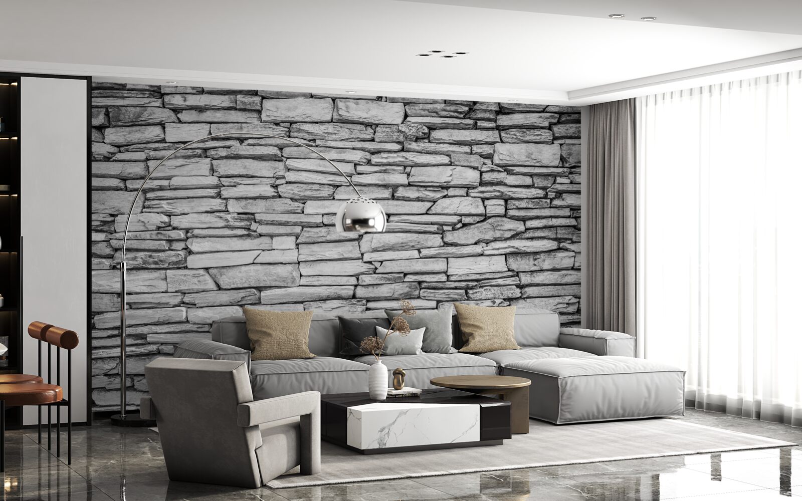 Fototapet structură de perete din piatră gri