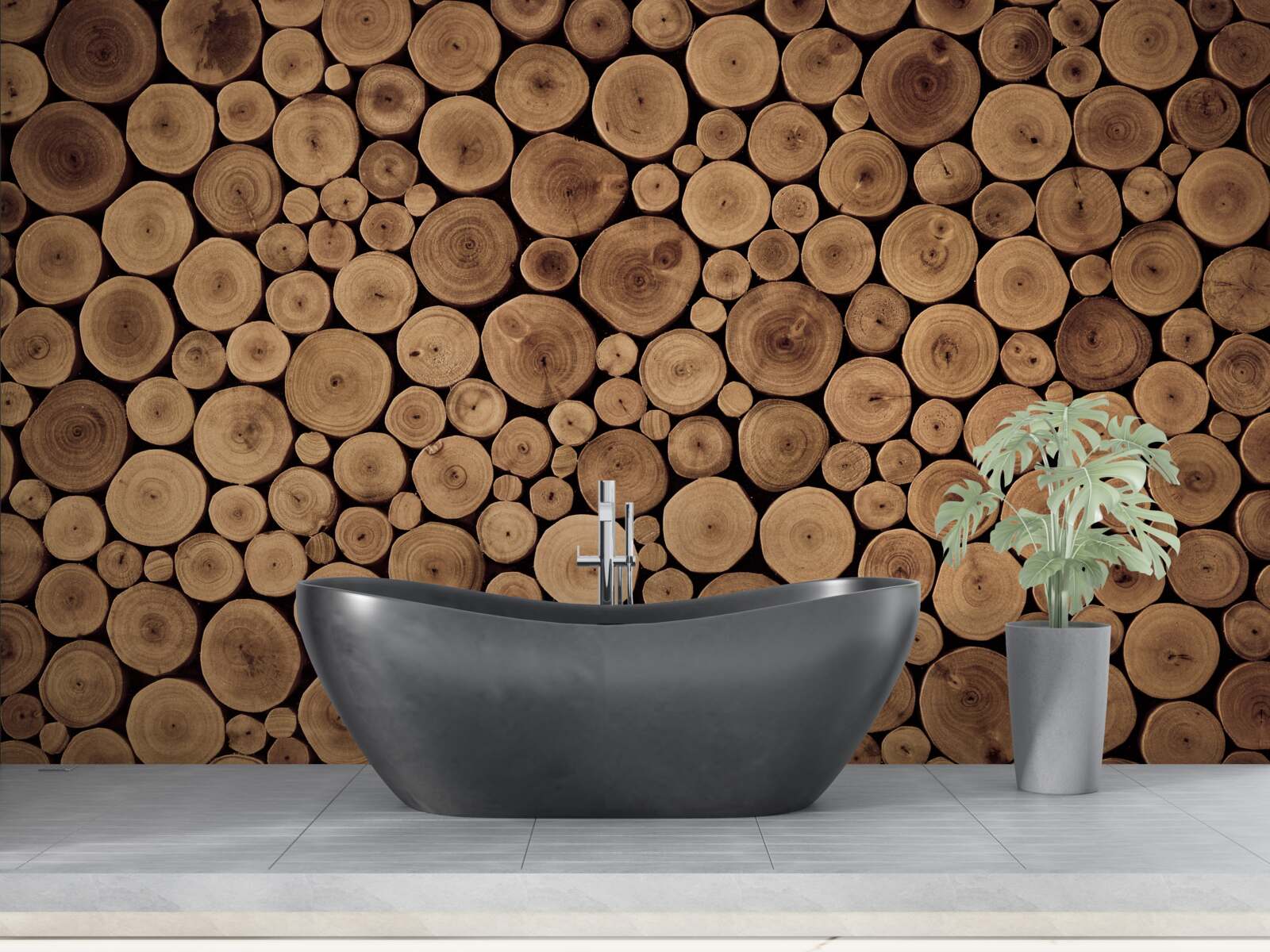 Fototapet tăiați cu atenție trunchiurile rotunde ale copacilor