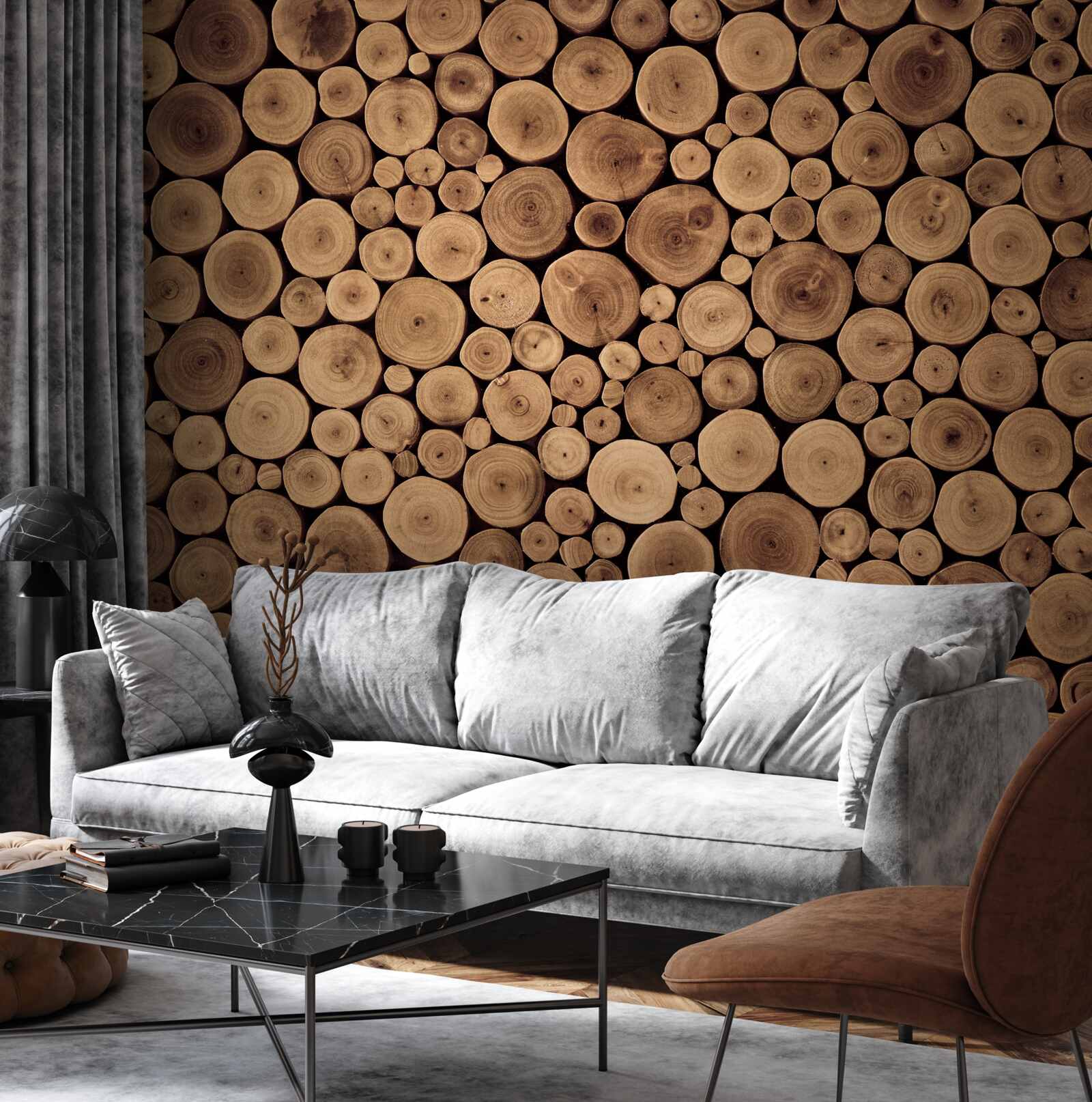 Fototapet tăiați cu atenție trunchiurile rotunde ale copacilor