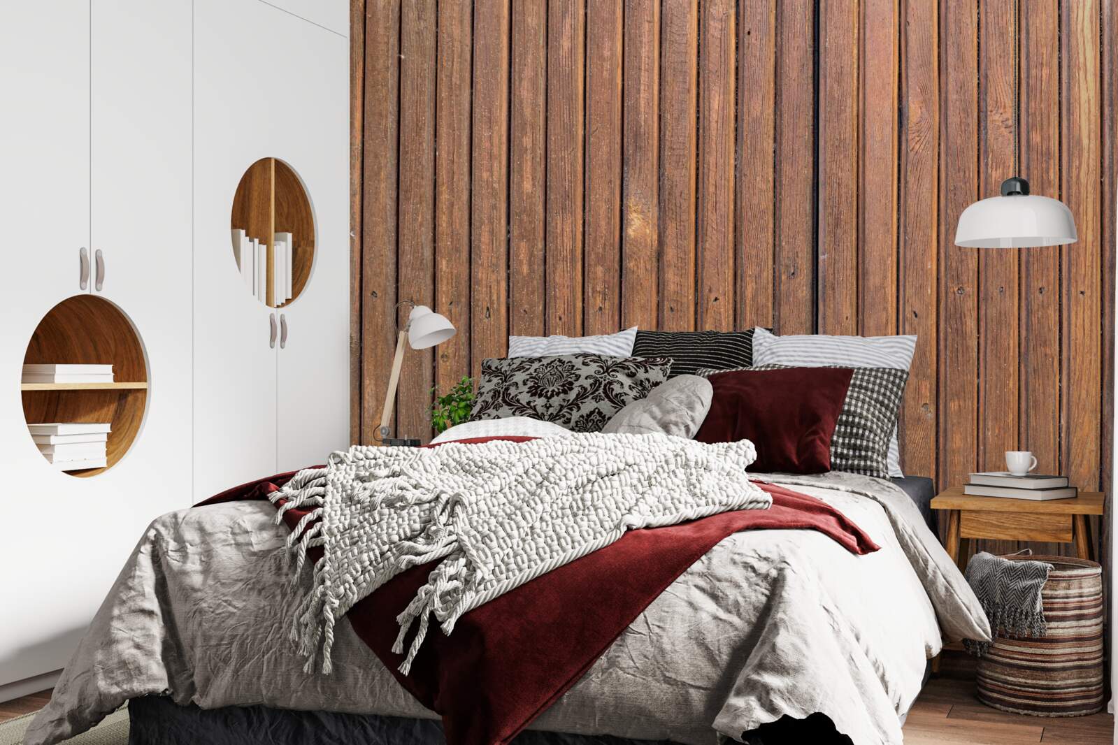 Fototapet barieră continuă realizată din grinzi de lemn vechi