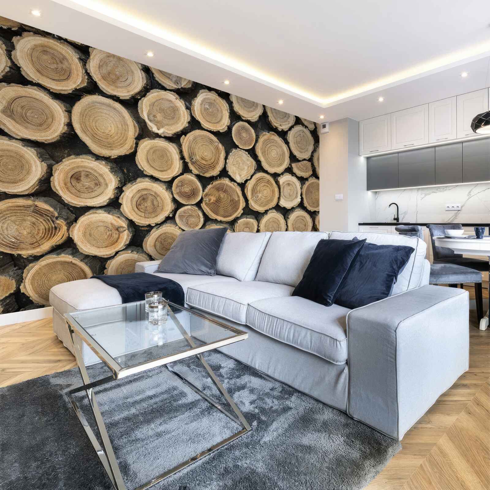 Fototapet copaci căzuți în formă de cerc