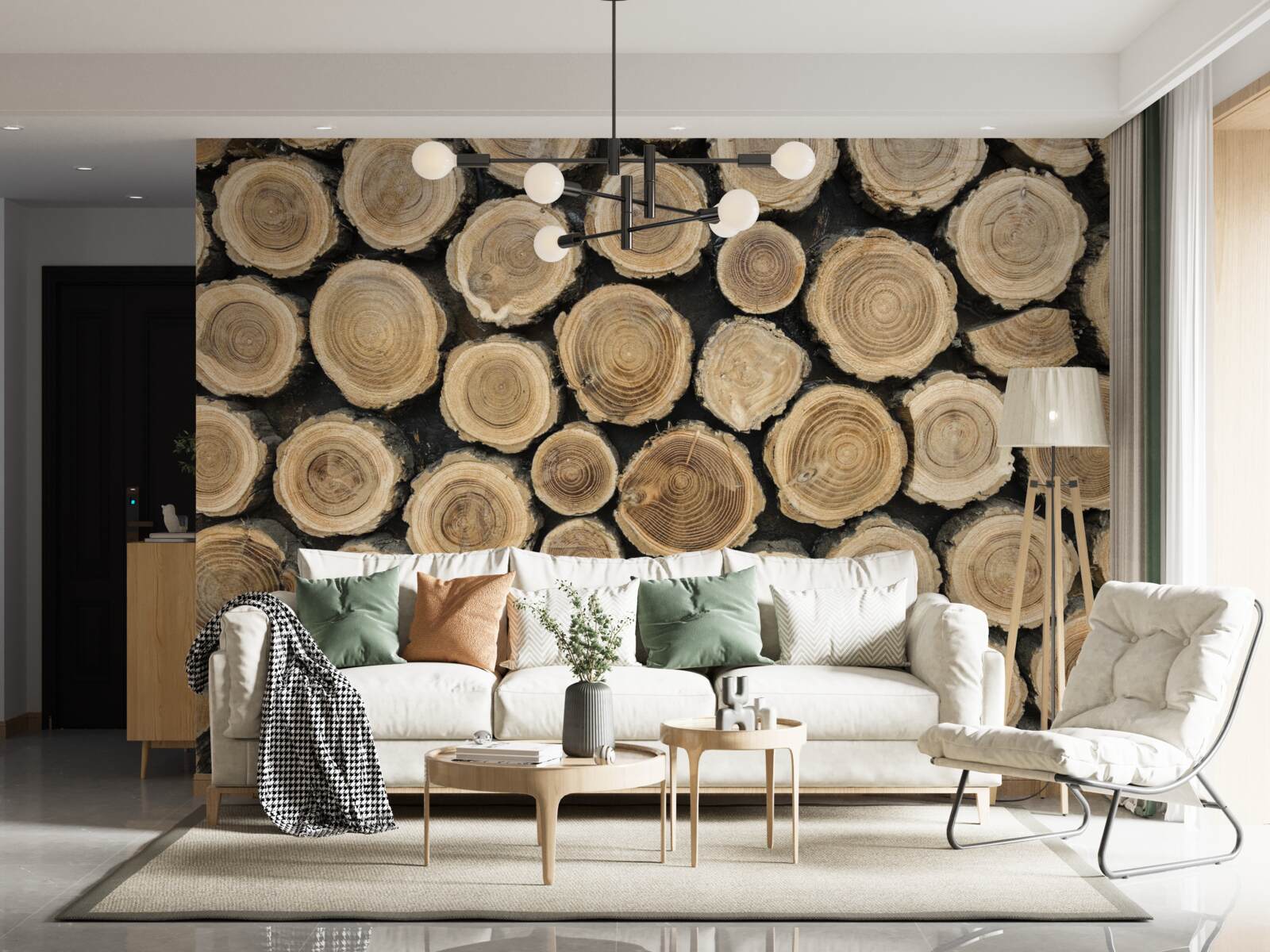 Fototapet copaci căzuți în formă de cerc