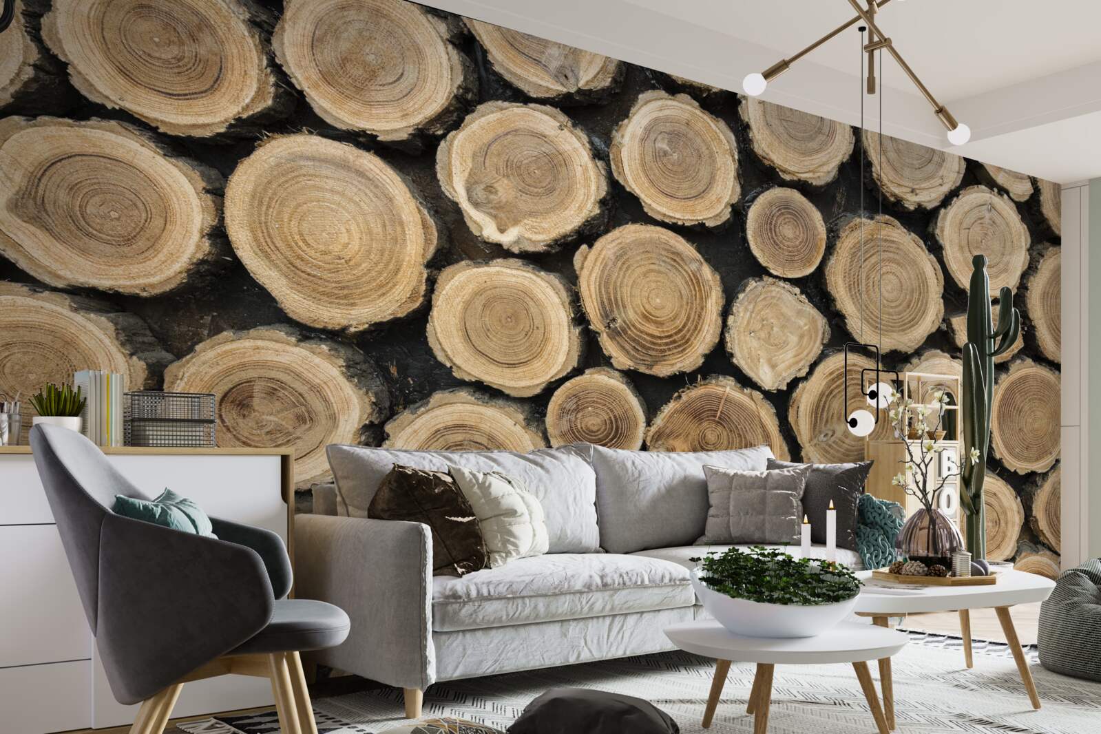 Fototapet copaci căzuți în formă de cerc