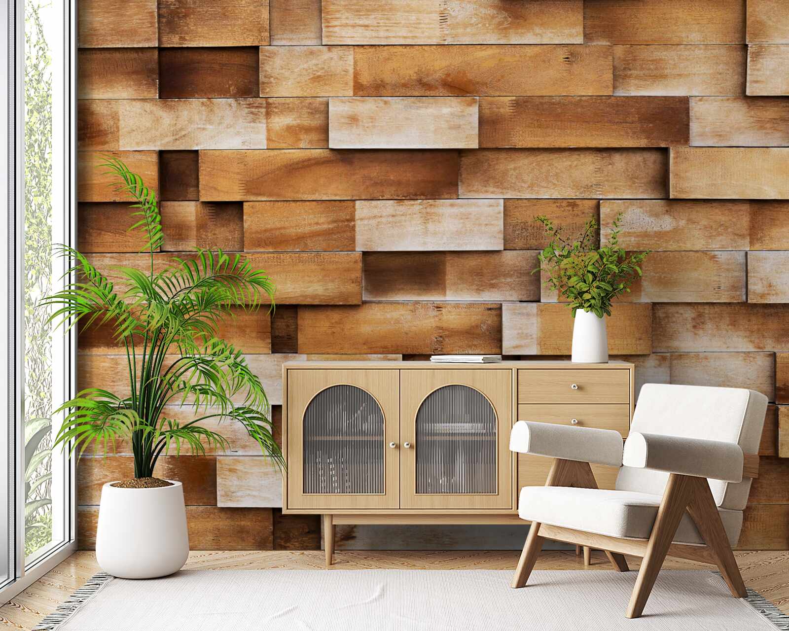 Fototapet barieră realizată din grinzi de lemn