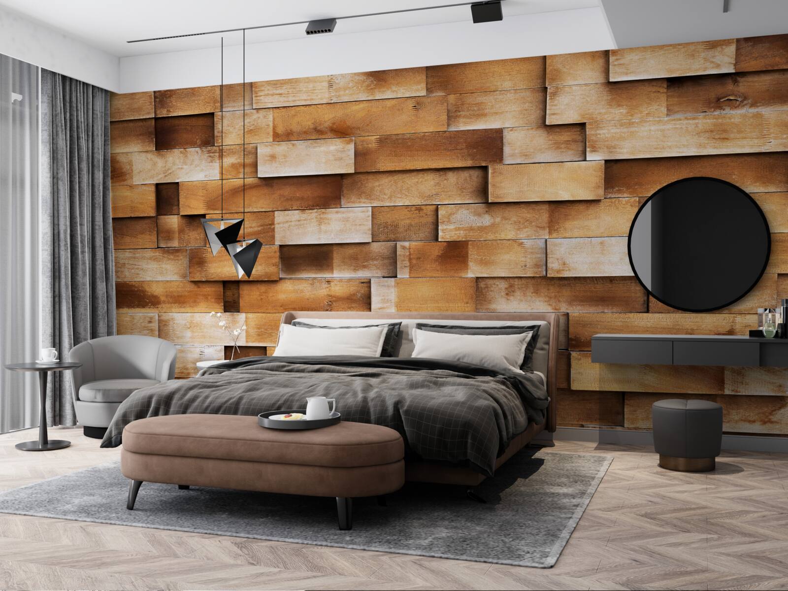 Fototapet barieră realizată din grinzi de lemn