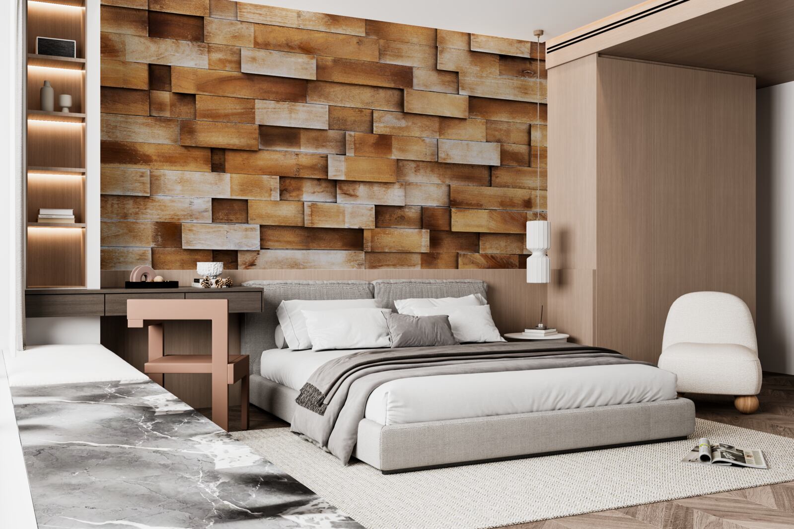 Fototapet barieră realizată din grinzi de lemn