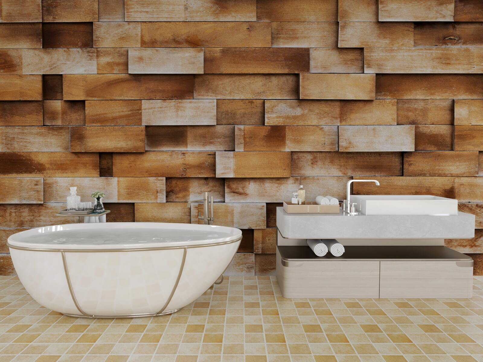 Fototapet barieră realizată din grinzi de lemn