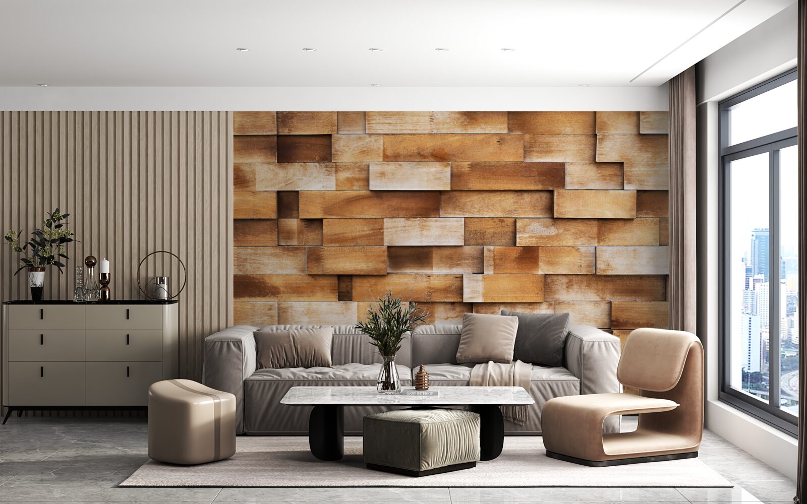 Fototapet barieră realizată din grinzi de lemn