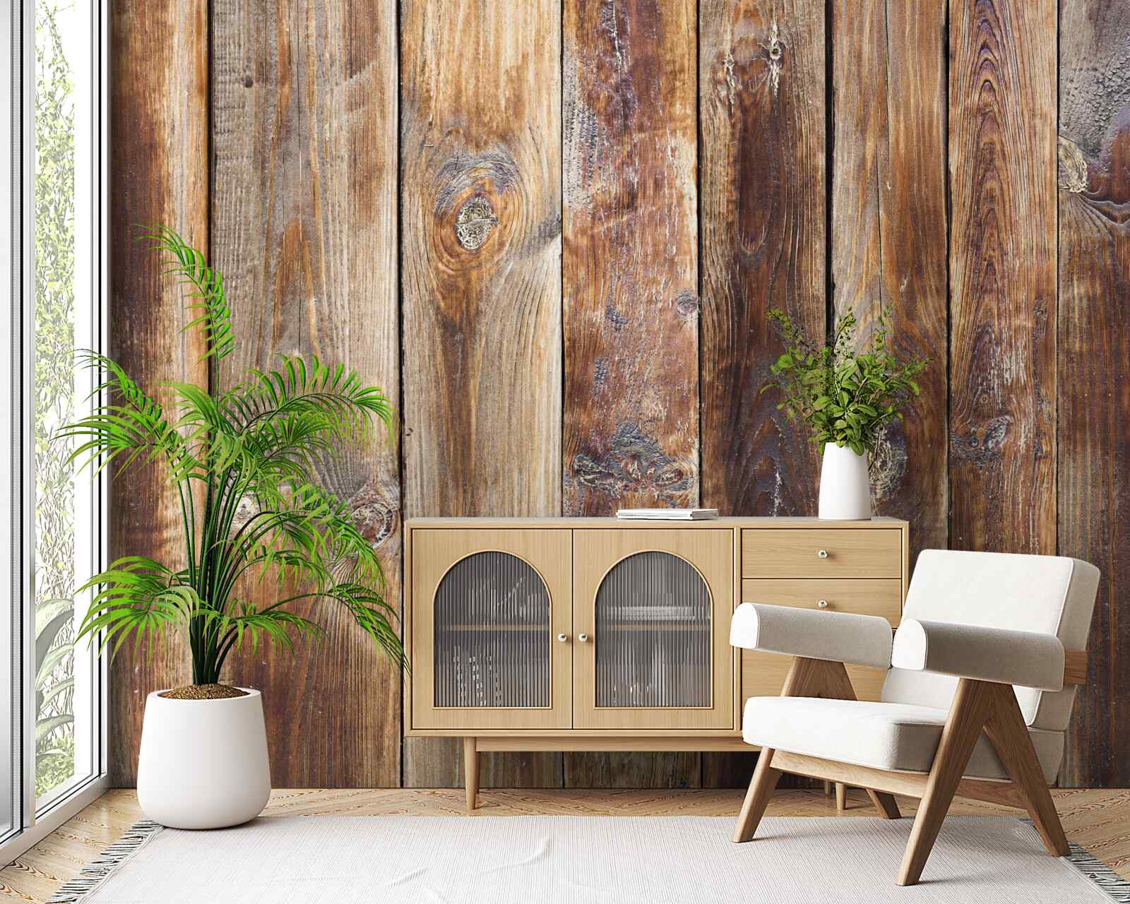 Fototapet grinzile sunt realizate din lemn maro închis