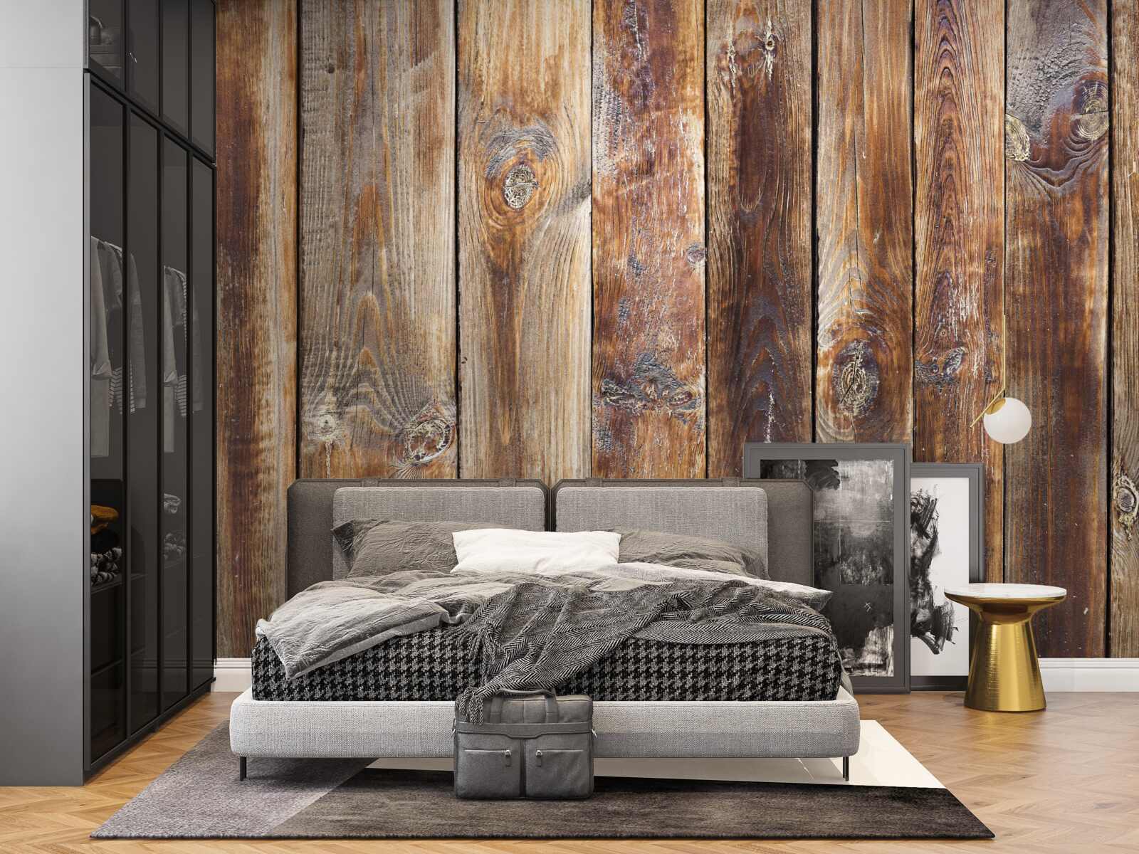 Fototapet grinzile sunt realizate din lemn maro închis