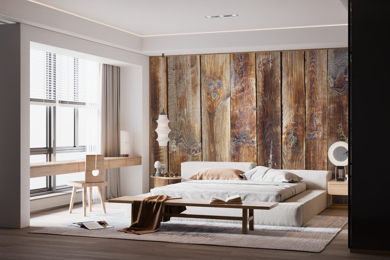 Fototapet grinzile sunt realizate din lemn maro închis