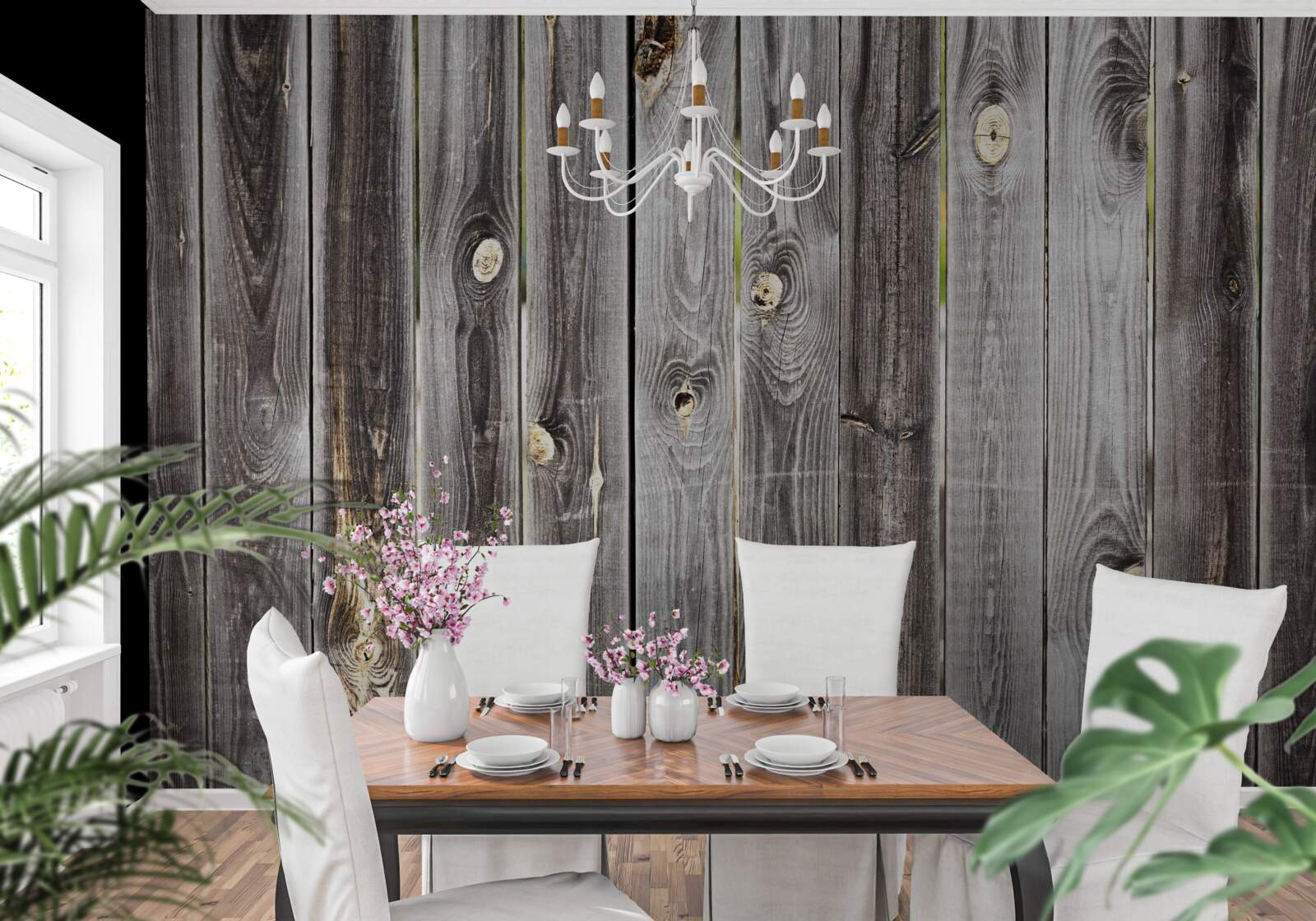 Fototapet gard din lemn gri închis