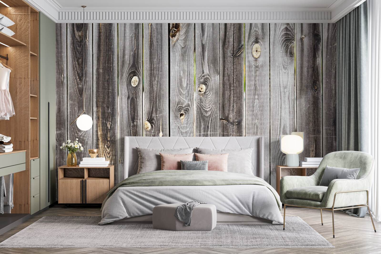 Fototapet gard din lemn gri închis