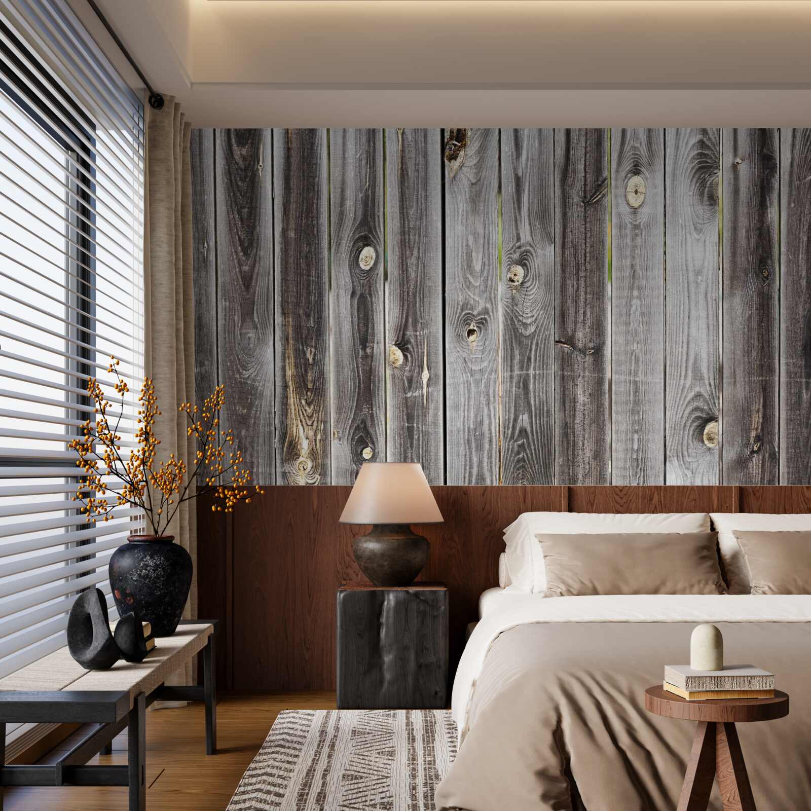 Fototapet gard din lemn gri închis