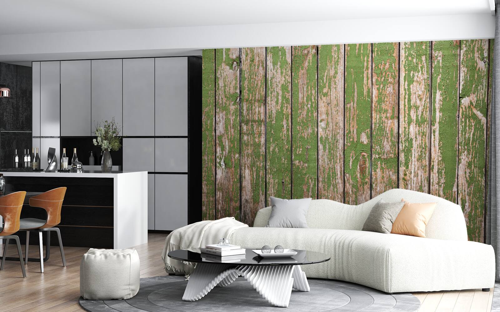 Fototapet gard verde vechi, dărăpănat