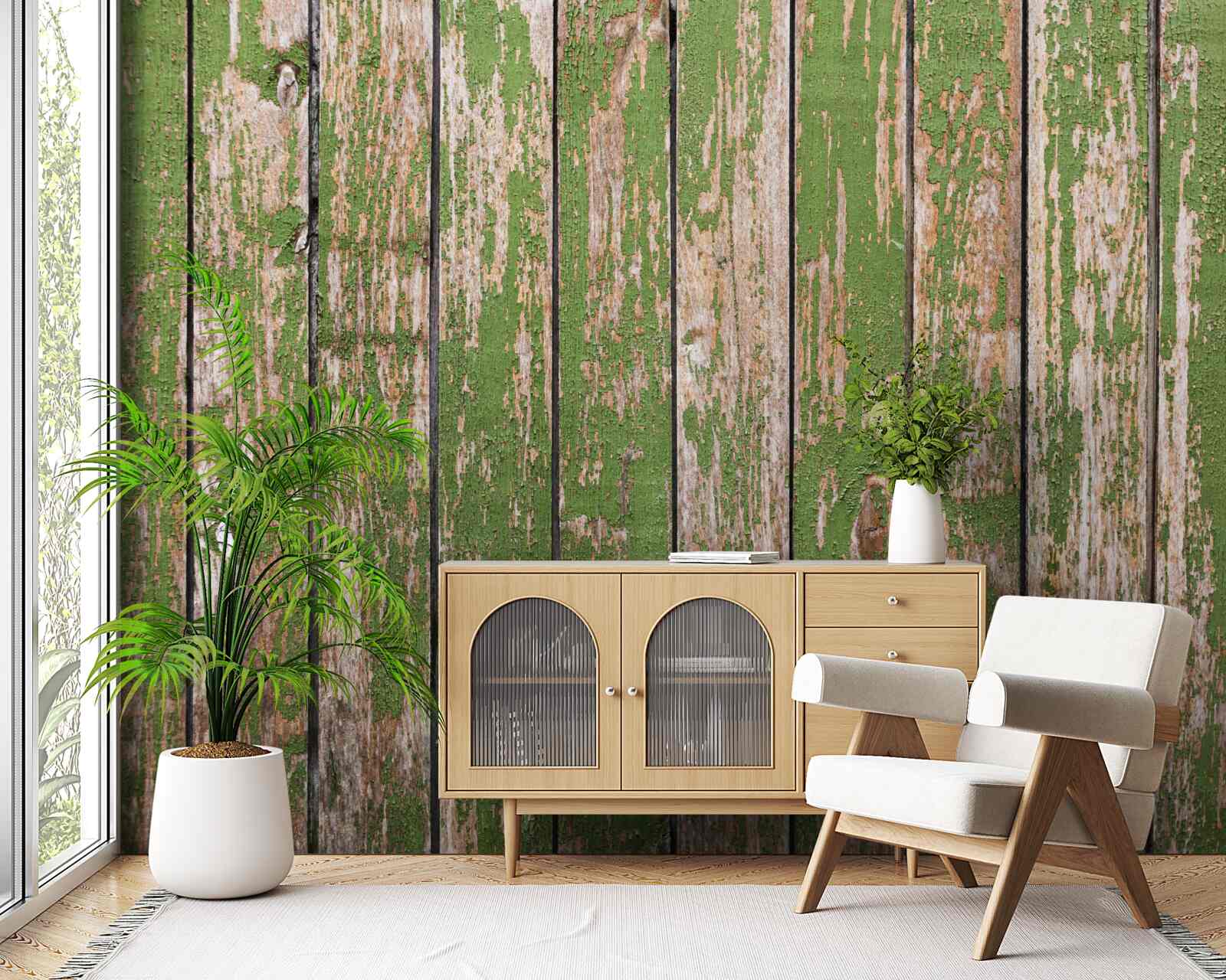 Fototapet gard verde vechi, dărăpănat