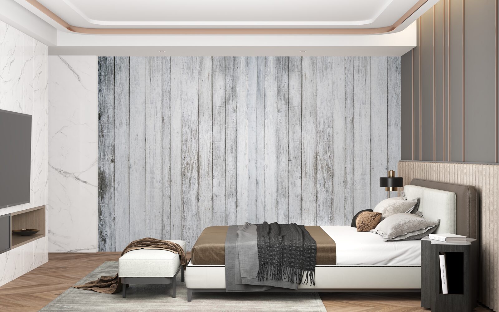 Fototapet bețe subțiri din lemn gri deschis