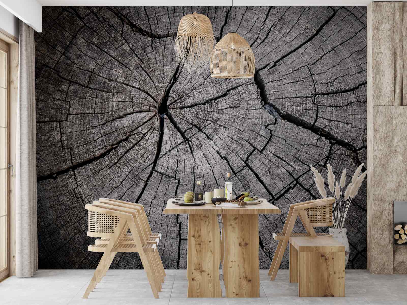 Fototapet crăpăturile trec prin lemnul vechi