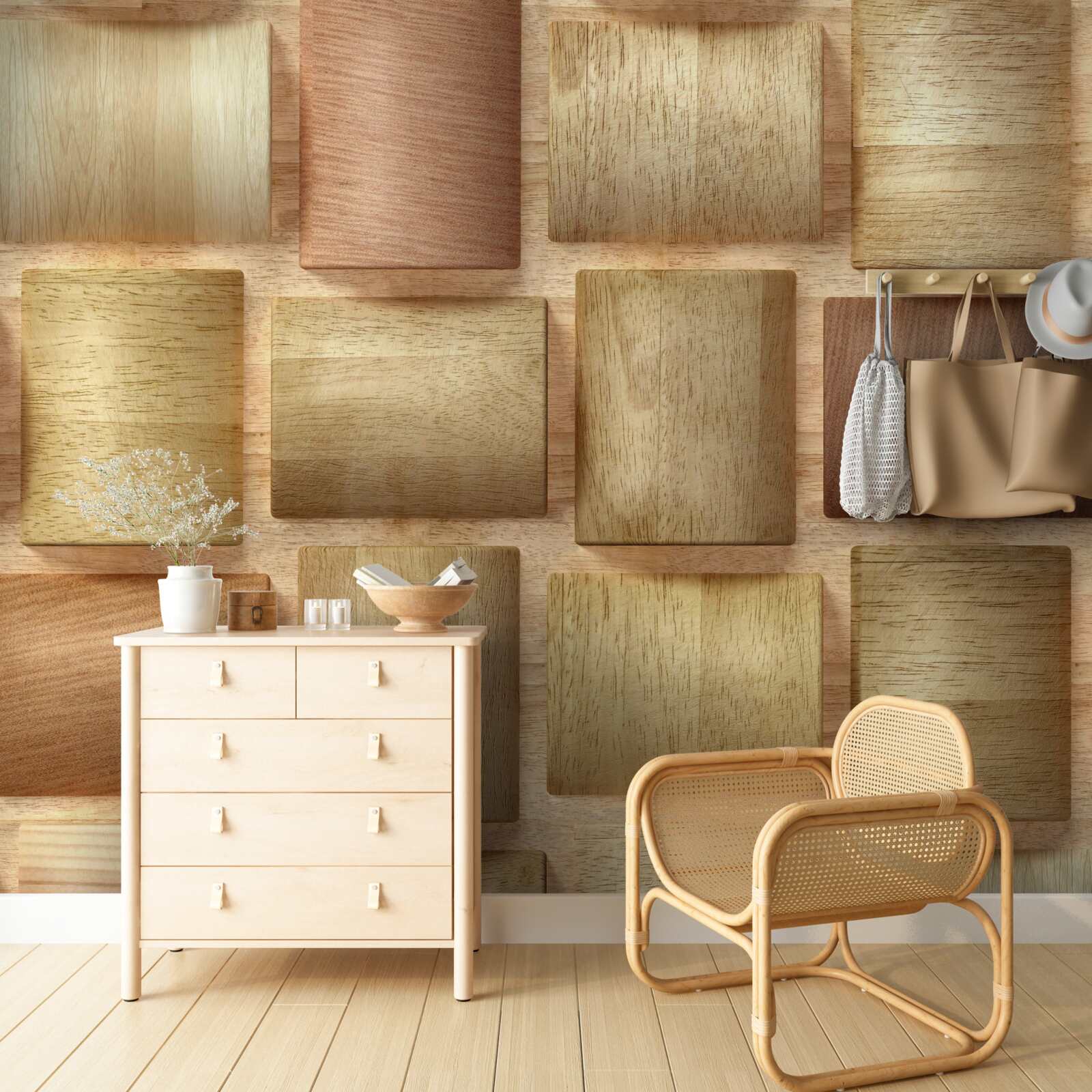 Fototapet cuburi de lemn multicolore