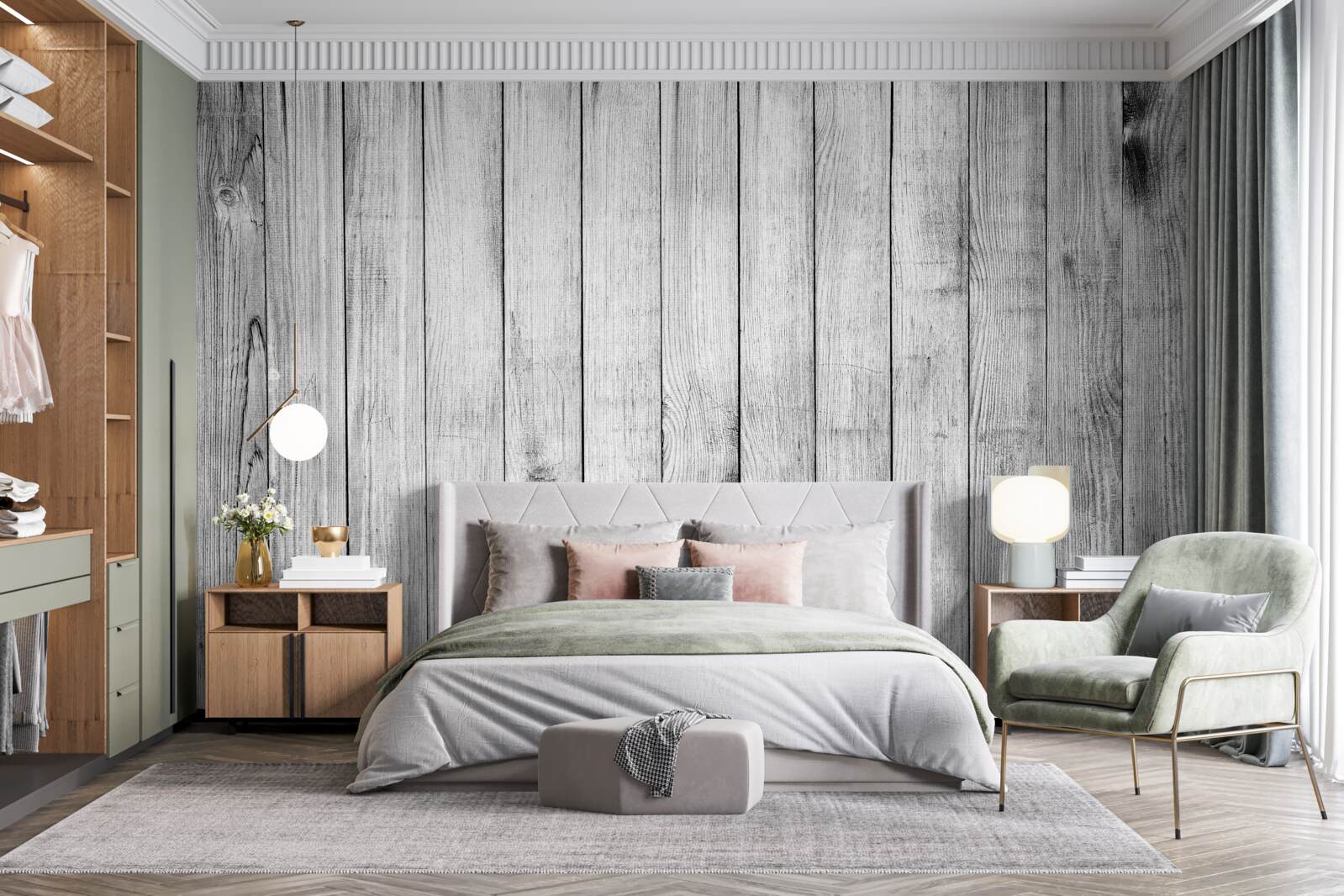 Fototapet scândură de parchet gri deschis