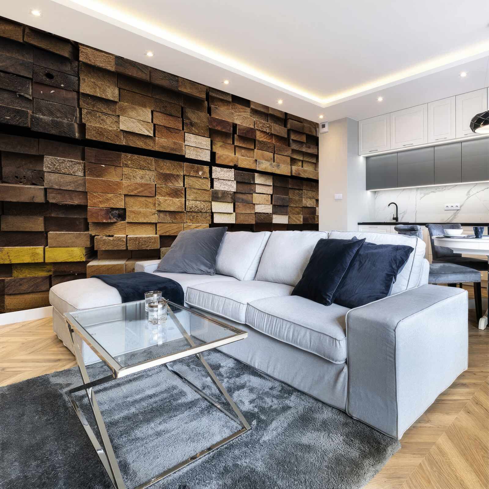 Fototapet scânduri de lemn aranjate în ordine