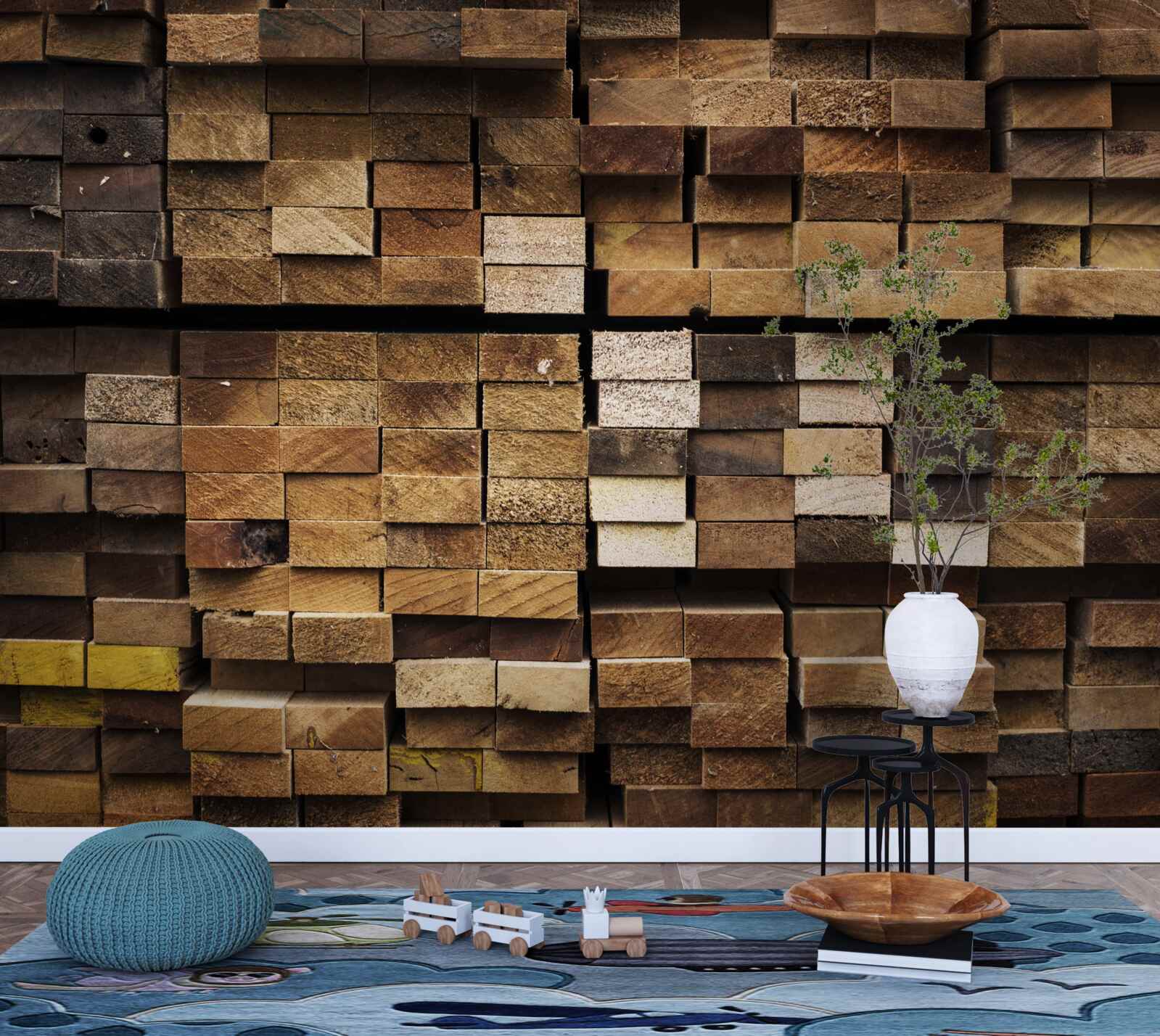 Fototapet scânduri de lemn aranjate în ordine