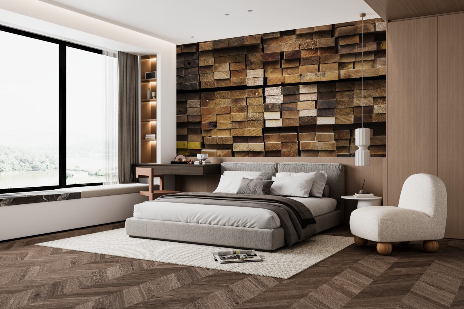 Fototapet scânduri de lemn aranjate în ordine