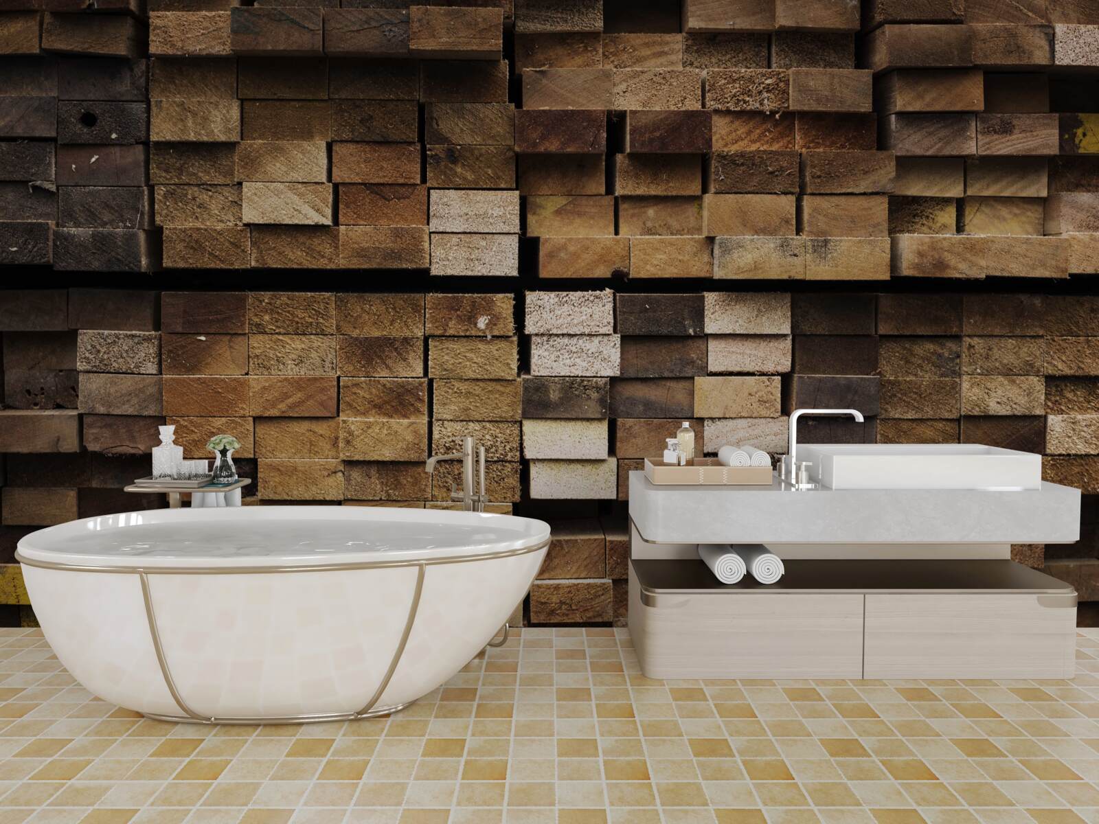 Fototapet scânduri de lemn aranjate în ordine