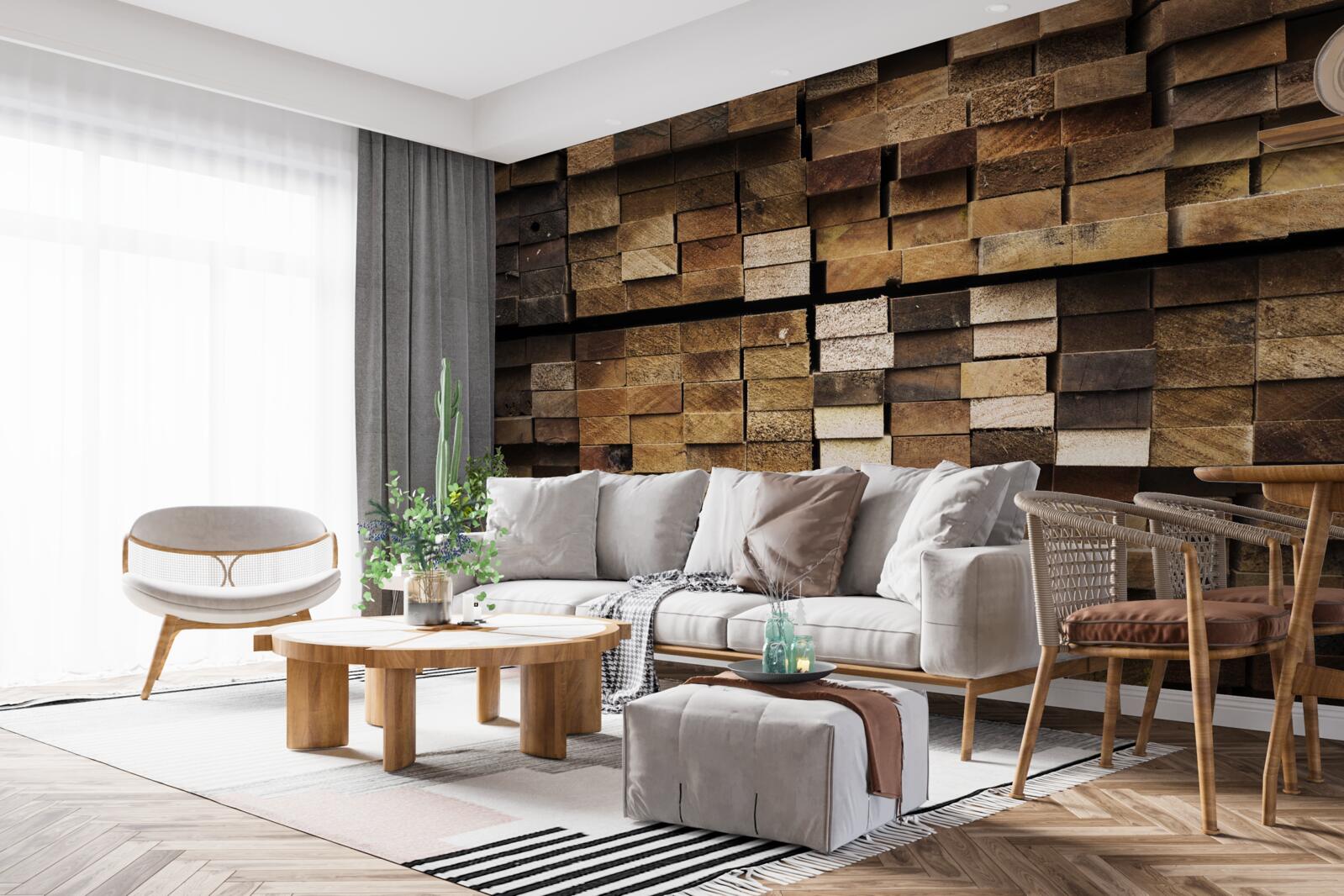 Fototapet scânduri de lemn aranjate în ordine