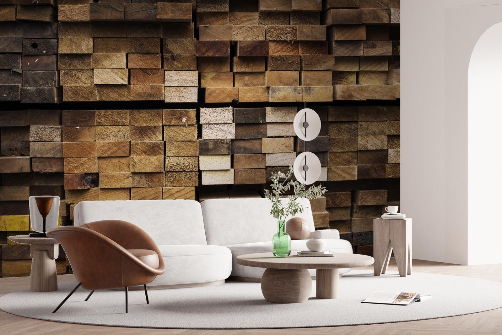 Fototapet scânduri de lemn aranjate în ordine